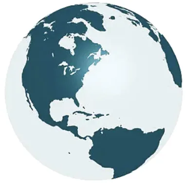 A teal and white globe illustration centered on North America, Central America, and South America representing the regions where families travel to San Antonio for microtia surgery with Dr. Arturo Bonilla. Dr. Bonilla welcomes microtia patients and families from across the United States, Mexico, and throughout Latin America.