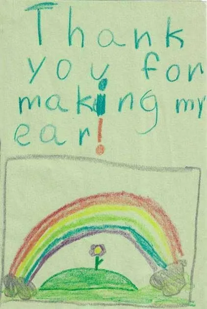 Handwritten thank you letter from a microtia patient family to Dr. Bonilla