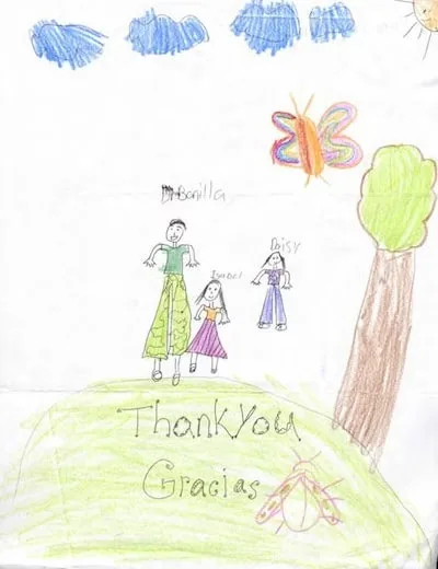 Handwritten thank you letter from a microtia patient family to Dr. Bonilla