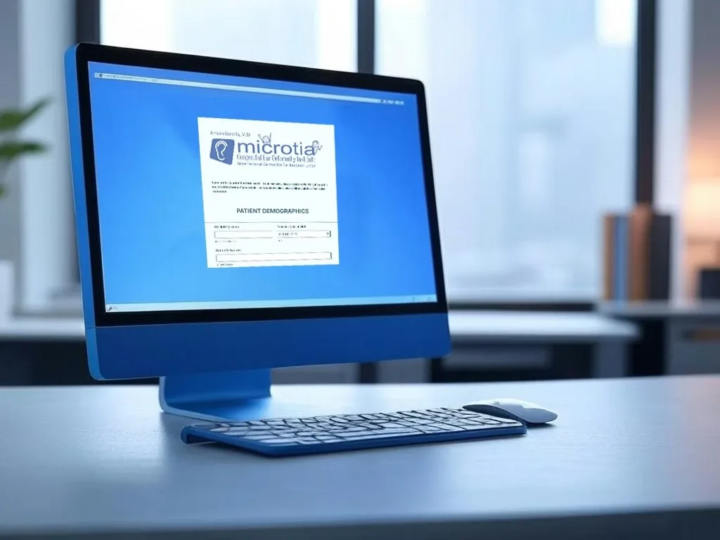 Online new patient registration form shown on a computer screen